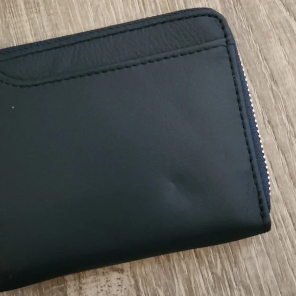 NWT Bagginton Leather Wallet Navy Blue - Picture 3 of 7